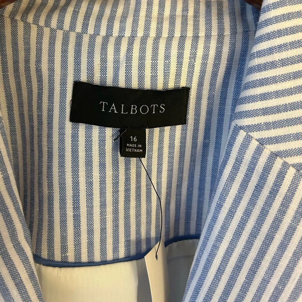 NWT Talbots Women's Blue and White Striped Blazer - Picture 6 of 7